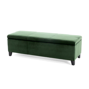 English Elm Christopher Knight Home® - GLOUSTER Plush Velvet Storage Ottoman with Lift-Top, Foam-Padded Seat, Sturdy Wood Frame & Chic Base Retro Green 57742.00GRN