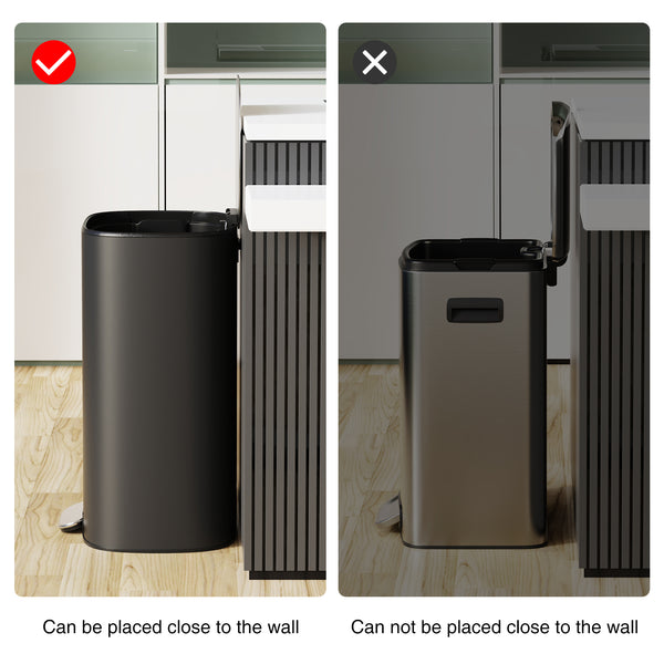 English Elm 13 13 Gallon/50L Stainless Steel Trash Can with Soft-Close Lid, Fingerprint-Proof Pedal Bin, Black W1550142007