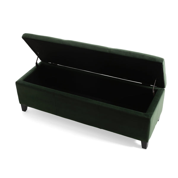English Elm Christopher Knight Home® - GLOUSTER Plush Velvet Storage Ottoman with Lift-Top, Foam-Padded Seat, Sturdy Wood Frame & Chic Base Retro Green 57742.00GRN