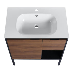 English Elm 30 inch Dual-Install Vanity with Gel Sink, Soft-Close Doors & 2/3 Drawers, Plywood, Water-Resist Finish W999102639