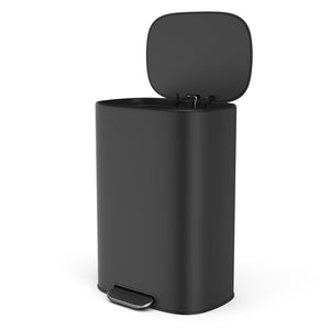 English Elm 13 13 Gallon/50L Stainless Steel Trash Can with Soft-Close Lid, Fingerprint-Proof Pedal Bin, Black W1550142007