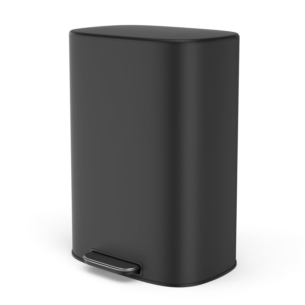 English Elm 13 13 Gallon/50L Stainless Steel Trash Can with Soft-Close Lid, Fingerprint-Proof Pedal Bin, Black W1550142007