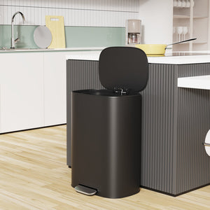 English Elm 13 13 Gallon/50L Stainless Steel Trash Can with Soft-Close Lid, Fingerprint-Proof Pedal Bin, Black W1550142007