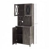 Hearth and Haven Farmhouse Bar Cabinet For Liquor and Glasses, Dining Room Kitchen Cabinet with Wine Rack, Sideboards Buffets Bar Cabinet L26.89''xW15.87''xH67.3'' Charcoal Grey W2275P148520