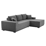 English Elm L Shape Sectional Sofa Corduroy Couches Modular Sectional Living Room Sofa Set Upholstered Sleeper Sofa For Living Room, Bedroom, Salon, Including Bottom Frame .Grey