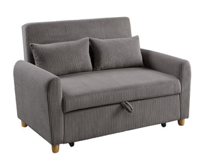 English Elm Justine Corduroy Convertible Loveseat with Fold Flat Sleeper and Wood Legs B061P160678
