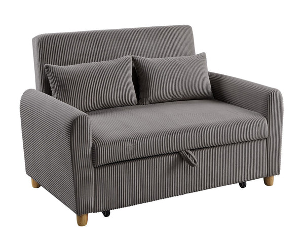 English Elm Justine Corduroy Convertible Loveseat with Fold Flat Sleeper and Wood Legs B061P160678