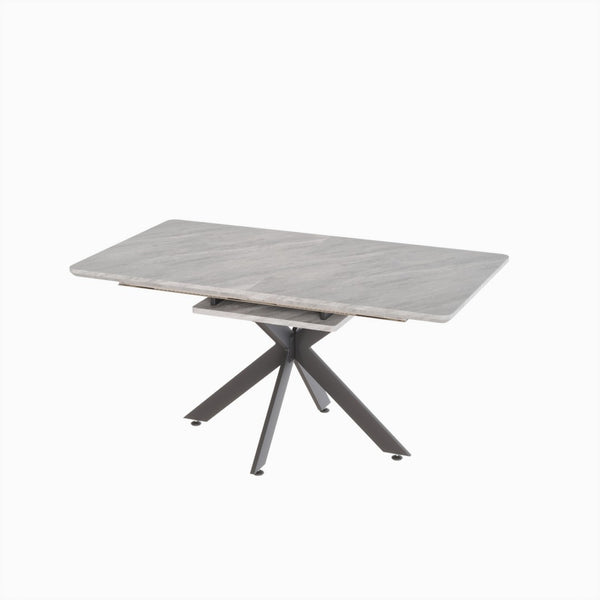 English Elm 62.4" Extendable Mdf Dining Table Set Seats 8 with Padded Chairs and X Metal Legs W2189S00952