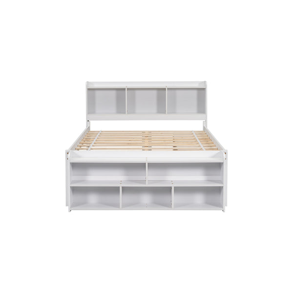 English Elm Full Bed With Bookcase Headboard & Storage Drawers - Stylish, Space-Saving Design In White Finish W504S00127