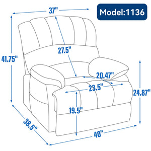 English Elm 23" Wide High Back Chenille Power Lift Recliner with Massage Heat and Usb Port W1803P263643
