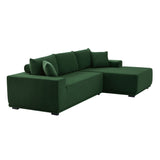 English Elm Sectional Sofa Set Separate L Shaped Couch Cover For Both Left/Right Corduroy Couch (Seat and Back: 1 Chaise + 2 Sofa Seater) Including Bottom Frame .Dark Green