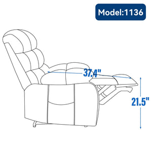English Elm 23" Wide High Back Chenille Power Lift Recliner with Massage Heat and Usb Port W1803P263643