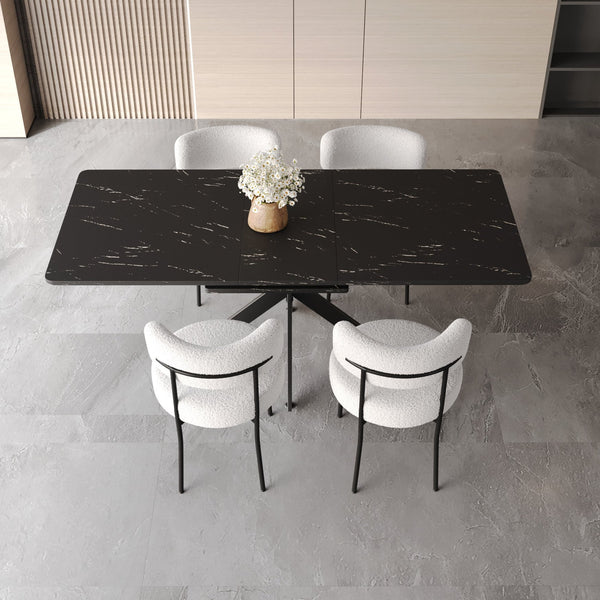 English Elm 62.4" Extendable Dining Table Set For 4-8 With Modern Chairs - Stylish, Comfortable, And Durable Design W2189S00132