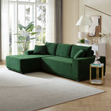 English Elm Sectional Couch Covers 2 Piece s L Shape Sectional Sofa Corduroy Couches For Living Room, Bedroom, Salon For Left Chaise Including Bottom Frame .Drak Green