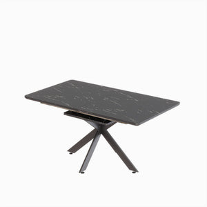 English Elm 62.4" Expandable Dining Table Set For 6-8 With Black Metal Legs & Soft Padded Chairs For Modern Homes W2189S00124