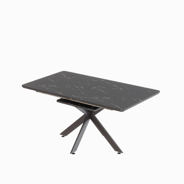 English Elm 62.4" Extendable Dining Table Set Seats 8 with Padded Chairs and X-frame Metal Legs W2189S00820