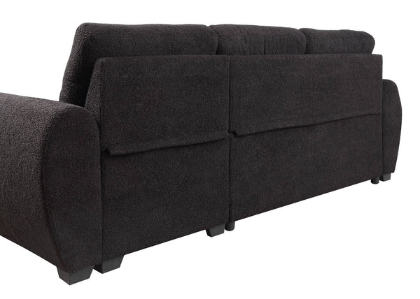 English Elm Veronica Teddy Fleece Sleeper Sectional with Reversible Chaise and Hidden Storage B061S00816