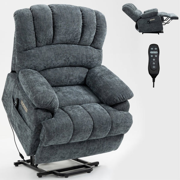English Elm 23" Wide High Back Chenille Power Lift Recliner with Massage Heat and Usb Port W1803P263643