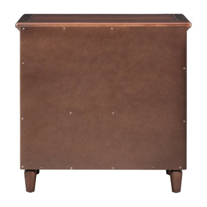 English Elm U_style Three Drawer Painted Nightstand Rubberwood Legs Minimalist Bedside Storage Cabinet Brown WF319366AAD
