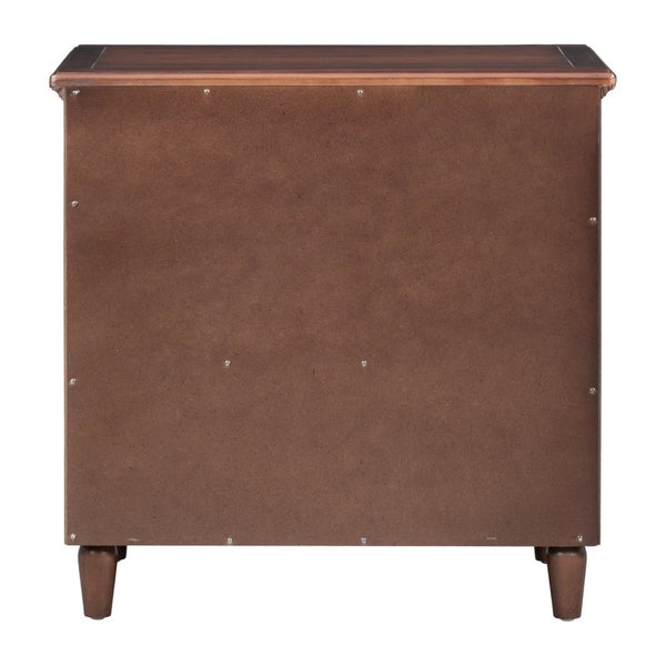 English Elm U_style Three Drawer Painted Nightstand Rubberwood Legs Minimalist Bedside Storage Cabinet Brown WF319366AAD