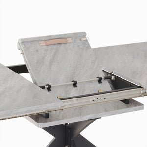 English Elm 62.4" Extendable Mdf Dining Table Mid-century Industrial Style with Bold X Metal Legs W2189S00816