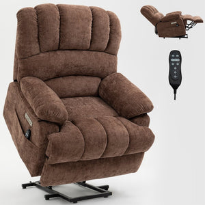 English Elm 23" Wide Seat Chenille Power Lift Recliner with Vibration Massage and Lumbar Heat W1803P247681