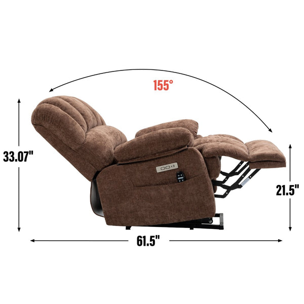English Elm 23" Wide Seat Chenille Power Lift Recliner with Vibration Massage and Lumbar Heat W1803P247681
