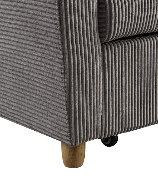 English Elm Justine Corduroy Convertible Loveseat with Fold Flat Sleeper and Wood Legs B061P160678