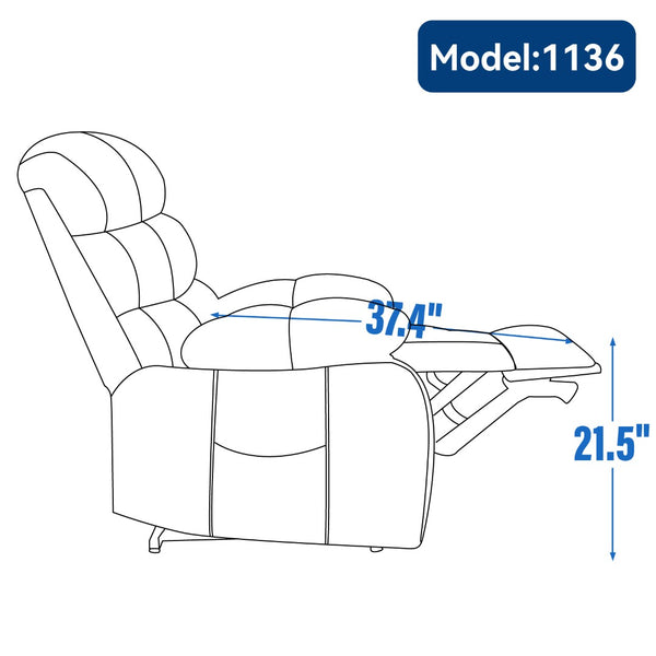 English Elm 23" Oversized Chenille Power Lift Recliner with Massage Heating and Usb Charging W1803P236297