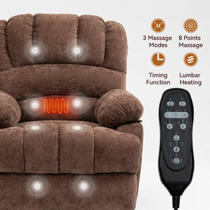 English Elm 23" Wide Seat Chenille Power Lift Recliner with Vibration Massage and Lumbar Heat W1803P247681