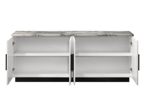 English Elm Matilda Modern Console Table Faux Marble Top Four Door Storage Entryway Buffet B061P160689