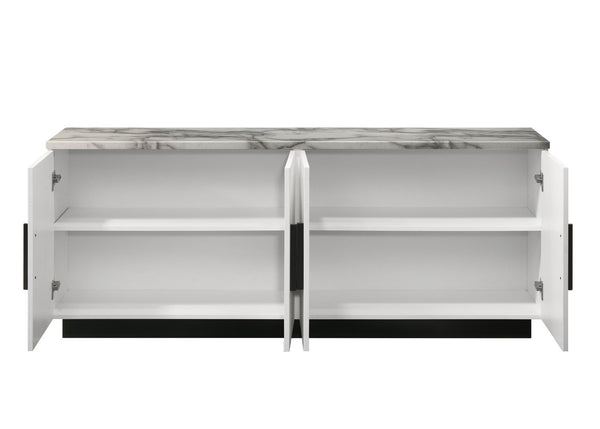 English Elm Matilda Modern Console Table Faux Marble Top Four Door Storage Entryway Buffet B061P160689