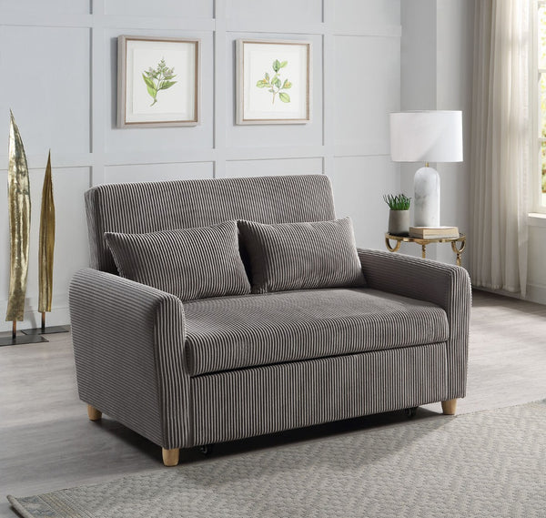 English Elm Justine Corduroy Convertible Loveseat with Fold Flat Sleeper and Wood Legs B061P160678