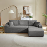 English Elm L Shape Sectional Sofa Corduroy Couches Modular Sectional Living Room Sofa Set Upholstered Sleeper Sofa For Living Room, Bedroom, Salon, Including Bottom Frame .Grey