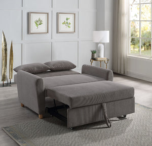 English Elm Justine Corduroy Convertible Loveseat with Fold Flat Sleeper and Wood Legs B061P160678