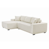 Modern Minimalist Corduroy Sleeper Sofa, L-Shape, Beige Right Arm, 2-Piece Free Combo