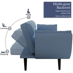 English Elm 74 Velvet 2-Seater Sofa Blue Small Space Apartment Couch 57"x39"x29" Durable Wood Frame 300LB Capacity W1658135096