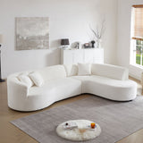 English Elm Convertible Modular Sectional Sofa With Right Chaises L-Shaped Corner Comfy Upholstered Couch Living Room Furniture Sets.White