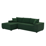 English Elm Sectional Couch Covers 2 Piece s L Shape Sectional Sofa Corduroy Couches For Living Room, Bedroom, Salon For Left Chaise Including Bottom Frame .Drak Green