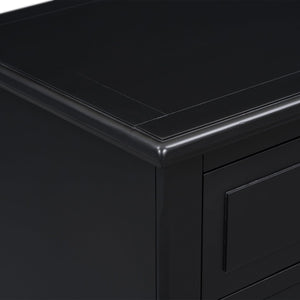 English Elm U_style Three Drawer Painted Nightstand Rubberwood Legs Minimalist Bedside Storage Cabinet Black WF319366AAB