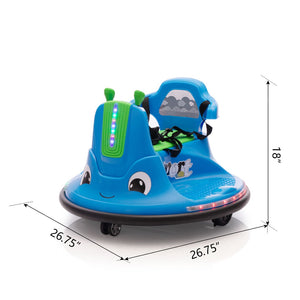 English Elm 12v Snail Electric Bumper Ride on Car with 360 Spin Led Music Parental Remote Ages 3-8 Blue W2181P160634