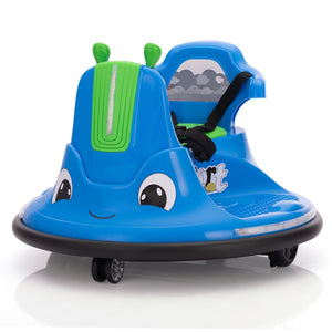 English Elm 12v Snail Electric Bumper Ride on Car with 360 Spin Led Music Parental Remote Ages 3-8 Blue W2181P160634
