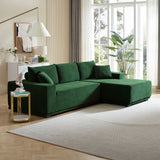 English Elm Sectional Sofa Set Separate L Shaped Couch Cover For Both Left/Right Corduroy Couch (Seat and Back: 1 Chaise + 2 Sofa Seater) Including Bottom Frame .Dark Green