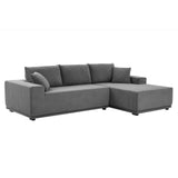 English Elm L Shape Sectional Sofa Corduroy Couches Modular Sectional Living Room Sofa Set Upholstered Sleeper Sofa For Living Room, Bedroom, Salon, Including Bottom Frame .Grey