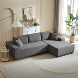 English Elm L Shape Sectional Sofa Corduroy Couches Modular Sectional Living Room Sofa Set Upholstered Sleeper Sofa For Living Room, Bedroom, Salon, Including Bottom Frame .Grey