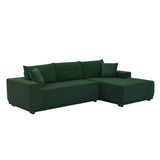 English Elm Sectional Sofa Set Separate L Shaped Couch Cover For Both Left/Right Corduroy Couch (Seat and Back: 1 Chaise + 2 Sofa Seater) Including Bottom Frame .Dark Green