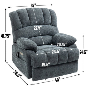 English Elm 23" Wide High Back Chenille Power Lift Recliner with Massage Heat and Usb Port W1803P263643