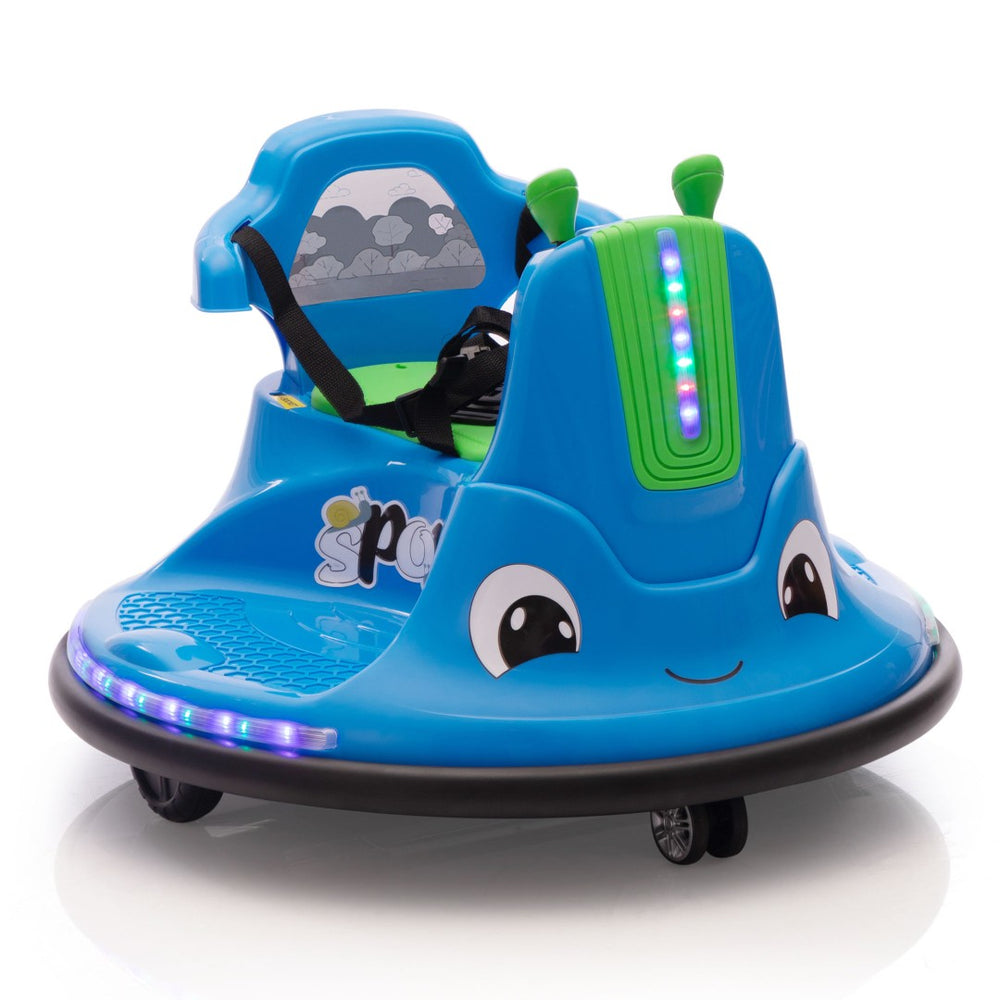 English Elm 12v Snail Electric Bumper Ride on Car with 360 Spin Led Music Parental Remote Ages 3-8 Blue W2181P160634