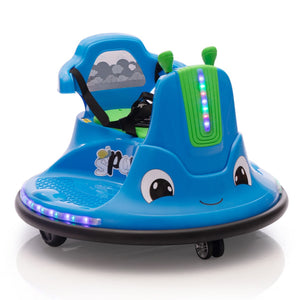 English Elm 12v Snail Electric Bumper Ride on Car with 360 Spin Led Music Parental Remote Ages 3-8 Blue W2181P160634