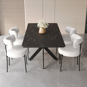 English Elm 62.4" Extendable Dining Table Set For 4-8 With Modern Chairs - Stylish, Comfortable, And Durable Design W2189S00132
